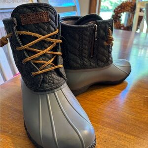 Sperry Quilted Charcoal gray and Gray Duck Boots